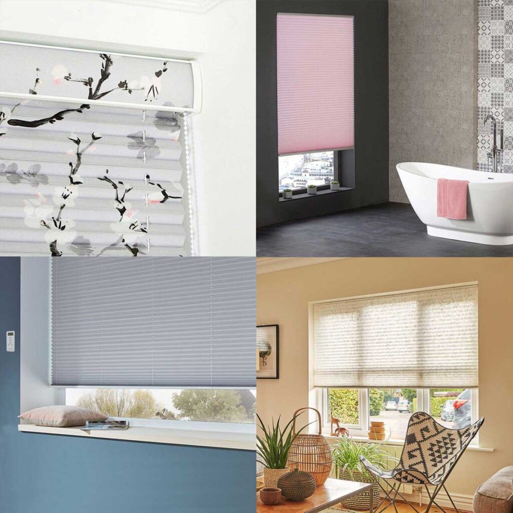 Collage of pleated smart blinds
