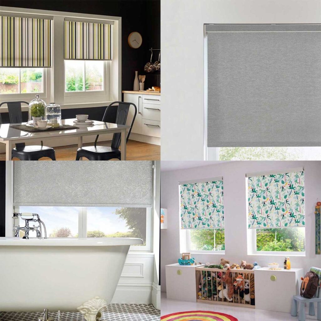 collage of roller blinds
