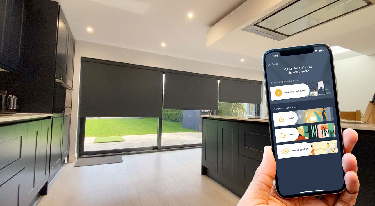 Smart electric roller blinds controlled by smartphone app
